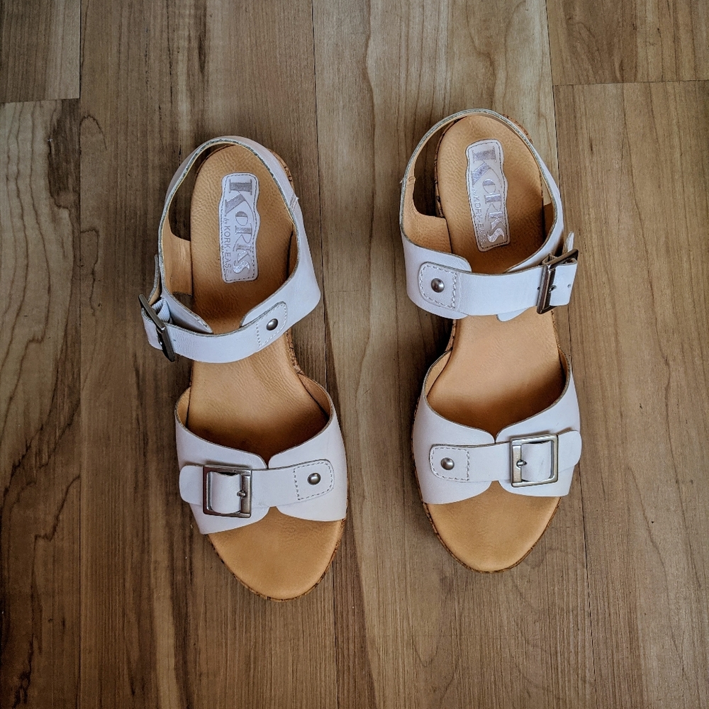 Kork-Ease Size 8 Platform White Sandals Clogs Cork - Picture 7 of 8